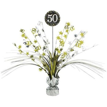 Obciążnik do balonów, Bukiet "50 Urodziny", srebrno - złoty, 250 g - Amscan
