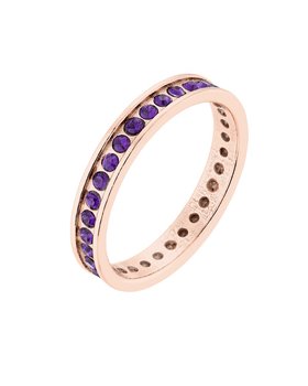 Obrączka z różowego złota z fioletowymi kryształami Preciosa r.10 - sotho