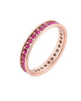 Obrączka z różowego złota z różowymi kryształami Preciosa r.10 - sotho