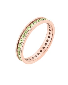 Obrączka z różowego złota z zielonymi kryształami Preciosa r.10 - sotho