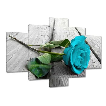 Obraz 150x105cm Niebieska róża na deskach - ZeSmakiem