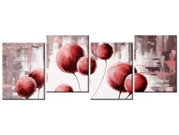Obraz Abstrakcyjne dmuchawce w czerwieni, 4 elementy, 120x45 cm - Oobrazy