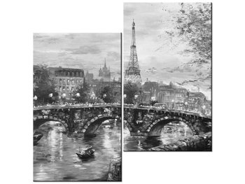 Obraz Alejka w Paryżu w czerni i bieli, 2 elementy, 60x60 cm - Oobrazy