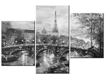 Obraz Alejka w Paryżu w czerni i bieli, 3 elementy, 90x60 cm - Oobrazy