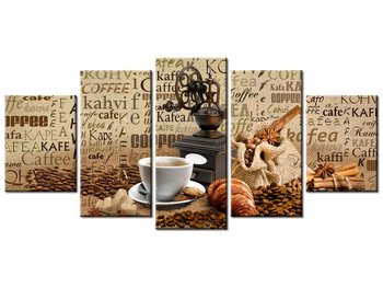 Obraz, Aromatyczna kawa o poranku, 5 elementów, 150x70 cm - Oobrazy