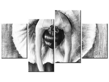 Obraz Baletnica w czerni i bieli, 4 elementy, 120x70 cm - Oobrazy