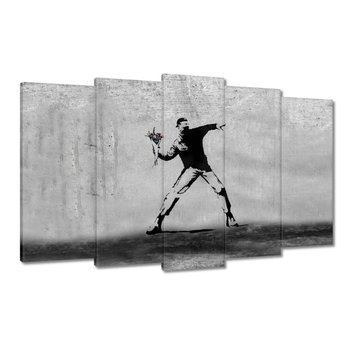 Obraz Banksy Miotacz kwiatów, 100x60cm - ZeSmakiem