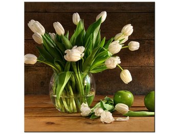 Obraz, Białe tulipany i zielone jabłka, 40x40 cm - Oobrazy