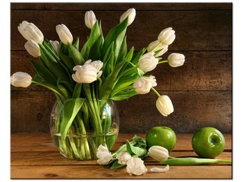 Obraz, Białe tulipany i zielone jabłka, 50x40 cm - Oobrazy