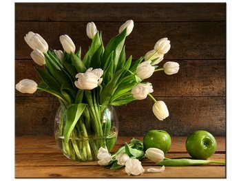 Obraz, Białe tulipany i zielone jabłka, 60x50 cm - Oobrazy