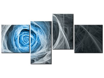 Obraz Błękitna róża fraktalna, 4 elementy, 140x70 cm - Oobrazy