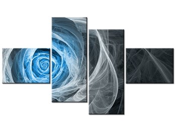 Obraz Błękitna róża fraktalna, 4 elementy, 140x80 cm - Oobrazy