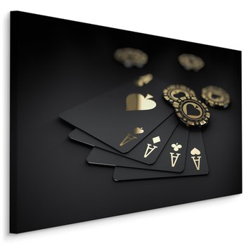 Obraz Canvas Do Biura KARTY Do Gry Żetony As Poker Dekoracja 120cm x 80cm - Muralo