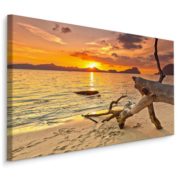 Obraz Canvas Do Salonu Zachód Słońca MORZE Plaża Natura 100cm x 70cm - Muralo
