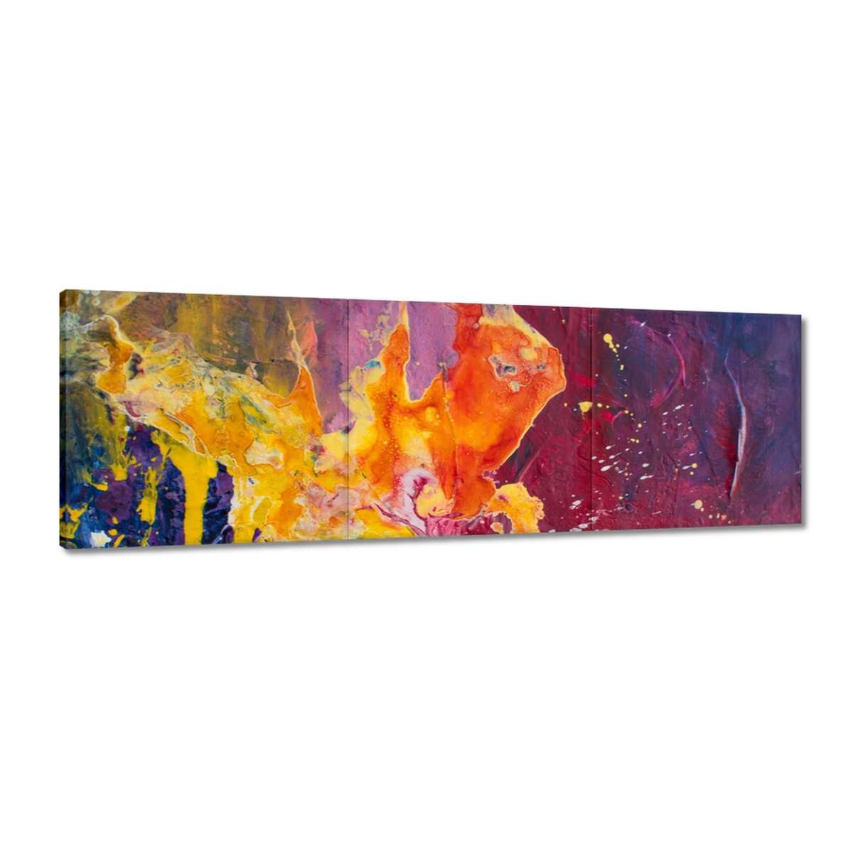 Kunstloft Quadro su tela | 100% DIPINTO A MANO | 150x50cm | Dipinto 'Illuminami' | Fiori | Arancione Bianco | Arte moderna
