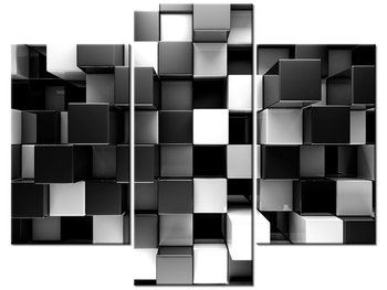 Obraz Czarne i białe bloki 3D, 3 elementy, 90x70 cm - Oobrazy