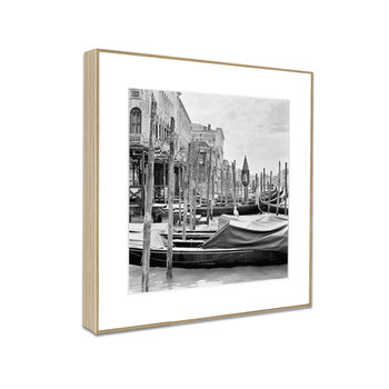 Obraz czarno biały ma ścianę w ramie do salonu Wenecja - Knor