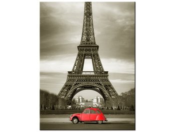 Obraz Czerwone auto przed Wieżą Eiffla, 30x40 cm - Oobrazy
