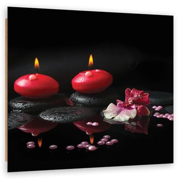 Obraz Deco Panel, Czerwone świeczki Kamienie Zen (Rozmiar 40x40) - Feeby
