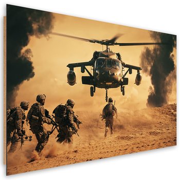 Obraz Deco Panel, Helikopter i żołnierze na misji (Rozmiar 60x40) - Feeby