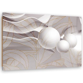 Obraz Deco Panel, Złote liście i kule 3D (Rozmiar 90x60) - Feeby
