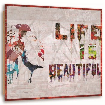 Obraz dekoracyjny FEEBY, Banksy Życie jest Piękne 40x40 - Feeby