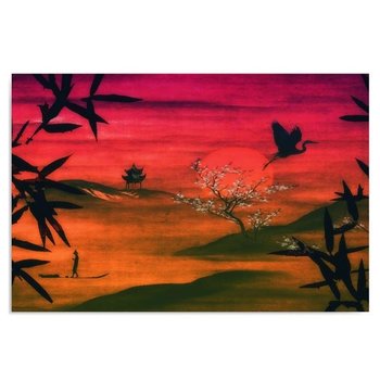 Obraz dekoracyjny FEEBY, Japoński Krajobraz Czerwony 50x40 - Caro
