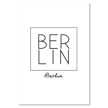 Obraz dekoracyjny FEEBY, Napis Berlin Czarno Biały 50x70 - Caro