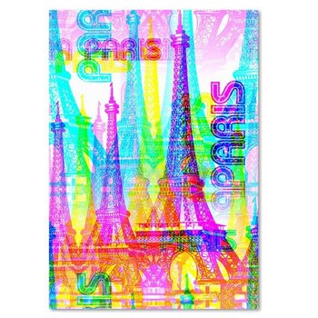 Obraz dekoracyjny FEEBY, Paryż Wieża Eiffla Neon 70x100 - Caro