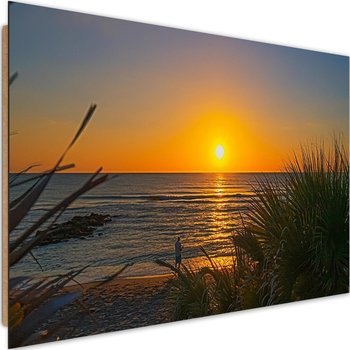 Obraz dekoracyjny FEEBY, Plaża trawy zachód słońca 60x40 - Caro
