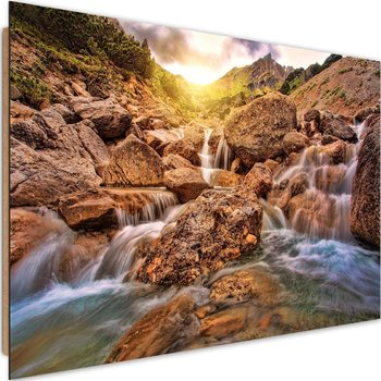 Obraz dekoracyjny FEEBY, Wodospad góry kamienie 90x60 - Caro