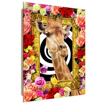 Obraz dekoracyjny FEEBY, Żyrafa i kolorowe Kwiaty 60x80 - Feeby