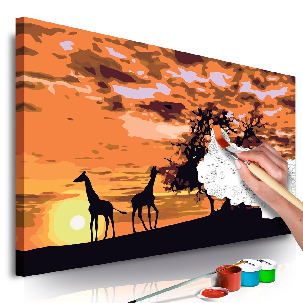 Obraz do malowania Malowane żyrafy na sawannie, 60x40 cm zakup.se Sklep
