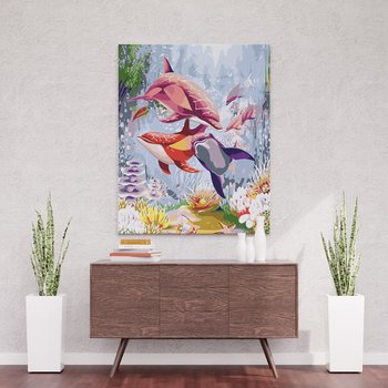 Obraz do malowania po numerach - Kolorowe delfiny 50x40 cm - ArtOnly