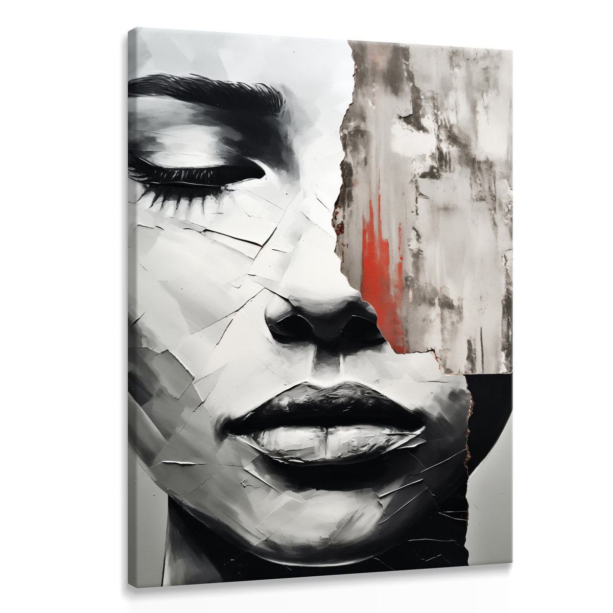 Obraz Do Sypialni Abstrakcyjny Portret Kobiety Usta Beton Mur 80cm X 120cm Muralo Sklep 2333