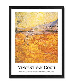 Obraz do sypialni reprodukcja pole pszenicy pejzaż krajobraz słońce Van Gogh 32x42 cm - iWALL studio