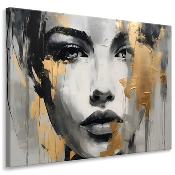Obraz Do Sypialni Złoty PORTRET Kobiety Styl Glamour Abstrakcja 70cm x 50cm - Muralo