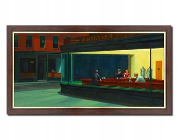 obraz Edward Hopper Nighthawks NOCNE MARKI + rama brązowa złota - Art Impresja