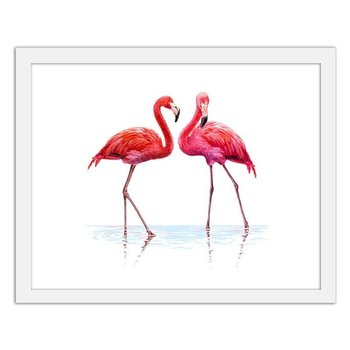 Obraz FEEBY Realistyczna ilustracja flamingów stojących w wodzie, 29,7x21 cm - Feeby