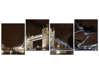 Obraz Fontanna przy Tower Bridge, 4 elementy, 120x45 cm - Oobrazy