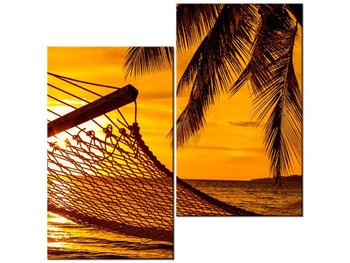 Obraz Hamak na plaży o zachodzie słońca, 2 elementy, 60x60 cm - Oobrazy