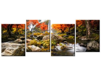 Obraz Jesienny wodospad, 4 elementy, 120x45 cm - Oobrazy