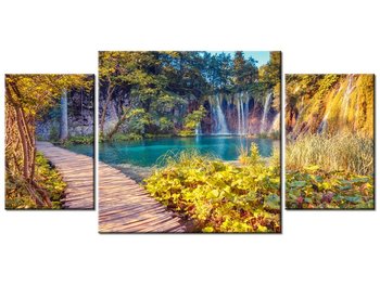 Obraz Jezioro Plitvice jesienią, 3 elementy, 80x40 cm - Oobrazy