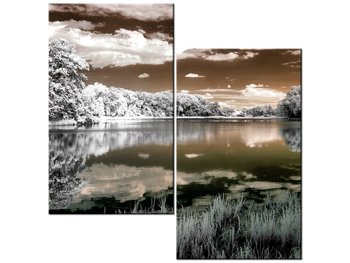 Obraz Jezioro pośrodku lasu, 2 elementy, 60x60 cm - Oobrazy