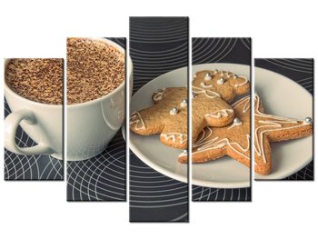 Obraz Kawa i ciasteczka - Anton Novojilov, 5 elementów, 150x100 cm - Oobrazy
