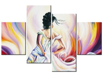 Obraz Kobieta w wirze kolorów, 4 elementy, 120x80 cm - Oobrazy