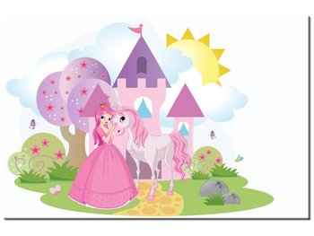Obraz, Królewna w różowej sukience z koniem, 60x40 cm - Oobrazy