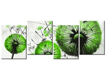 Obraz Limonkowe dmuchawce, 4 elementy, 120x45 cm - Oobrazy