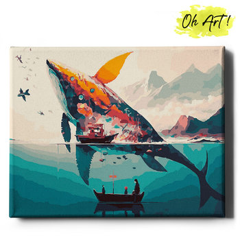 Obraz Malowanie po numerach NA RAMIE, 40x50 cm | Wieloryb w morzu | Oh Art! - Oh Art!