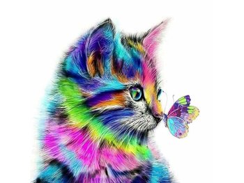 Obraz Malowanie Po Numerach Rama 40X50Cm Kot Z Motylkiem - Zabawkowy Zawrót Głowy